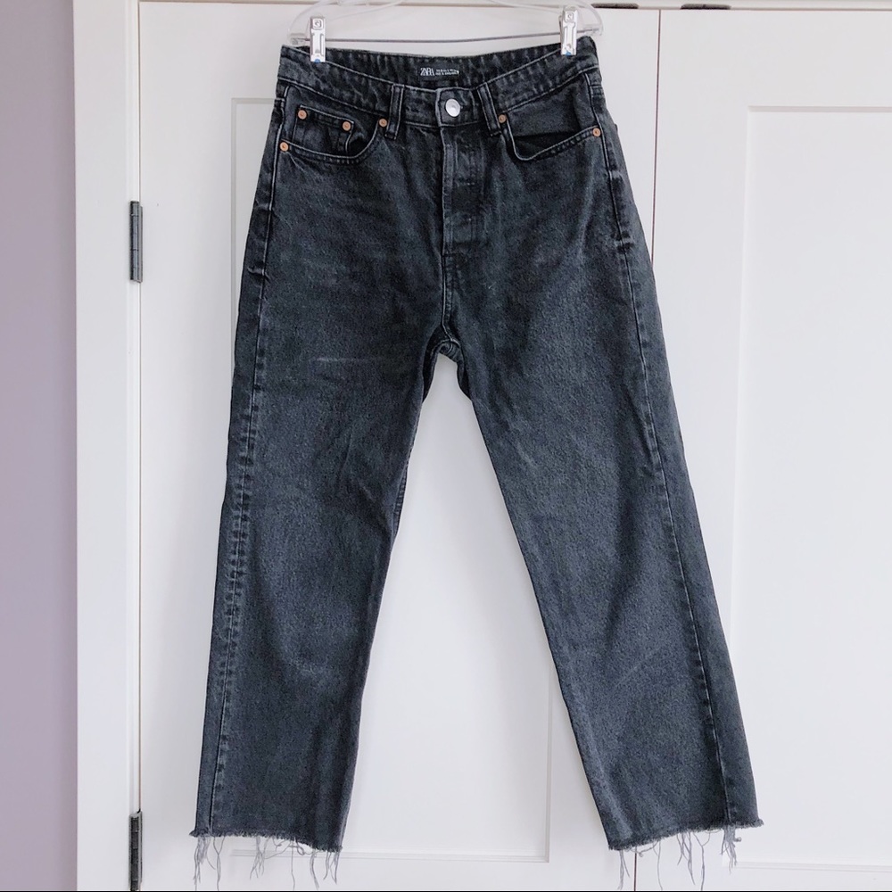 Zara High Rise Straight Leg Crop Jeans